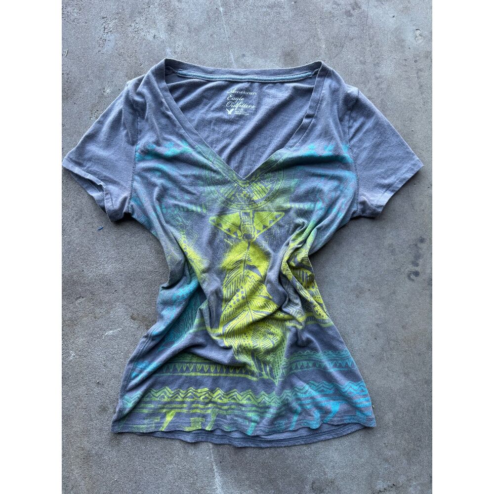 Y2K Grey American Eagle Baby Tee size Large